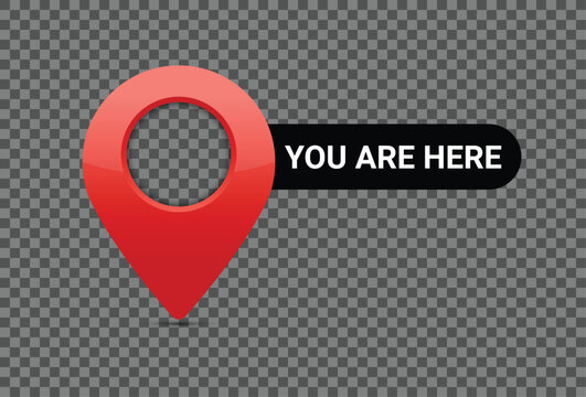 You are here banner design for navigation systems and location marking. Vector illustration.	
