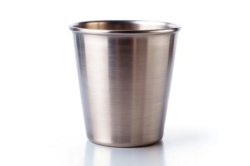 Stainless steel cup isolated on white background