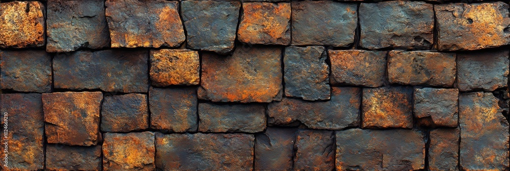 Poster textured brick wall close-up, highlighting the intricate details and variations in color and texture