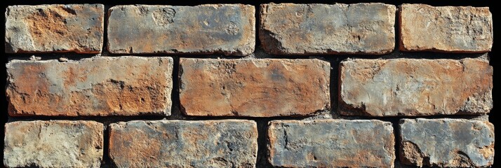 Obraz premium Textured Brick Wall Close-Up, highlighting the unique patterns and colors of each brick in an intricate, detailed arrangement