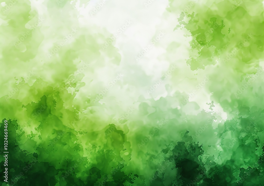Poster a wide, flat surface of green watercolor with soft brush strokes and blending effects creating an ab