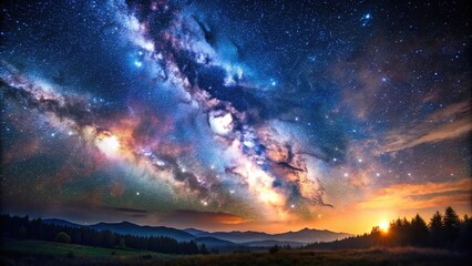 Naklejka premium Starry night sky with canvas texture