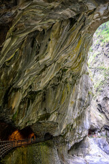 Majestic Marble Gorge at the Tunnel of Nine Turns in Taroko National Park in Xiulin, Hualien, Taiwan