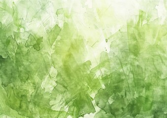Abstract green watercolor background, brush strokes in light and dark shades of lime green, white background, texture for design