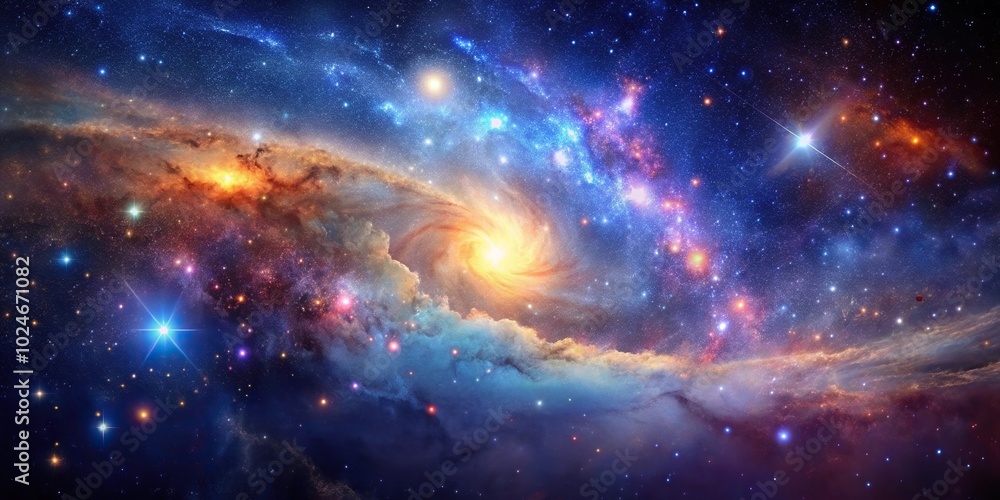 Wall mural starry sky with nebula and galaxies in abstract cosmos background