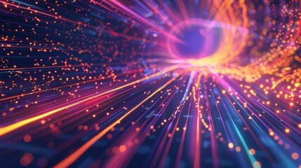 Obraz premium Colorful Light Speed in Motion, Dynamic Neon Streaks and Glowing Lights.