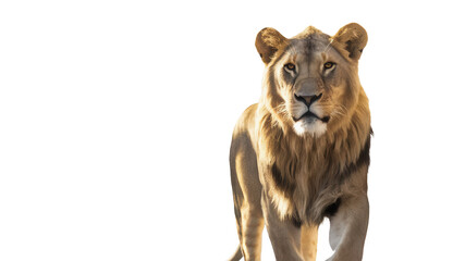 Obraz premium Angry lion showing its fangs on transparent background. 