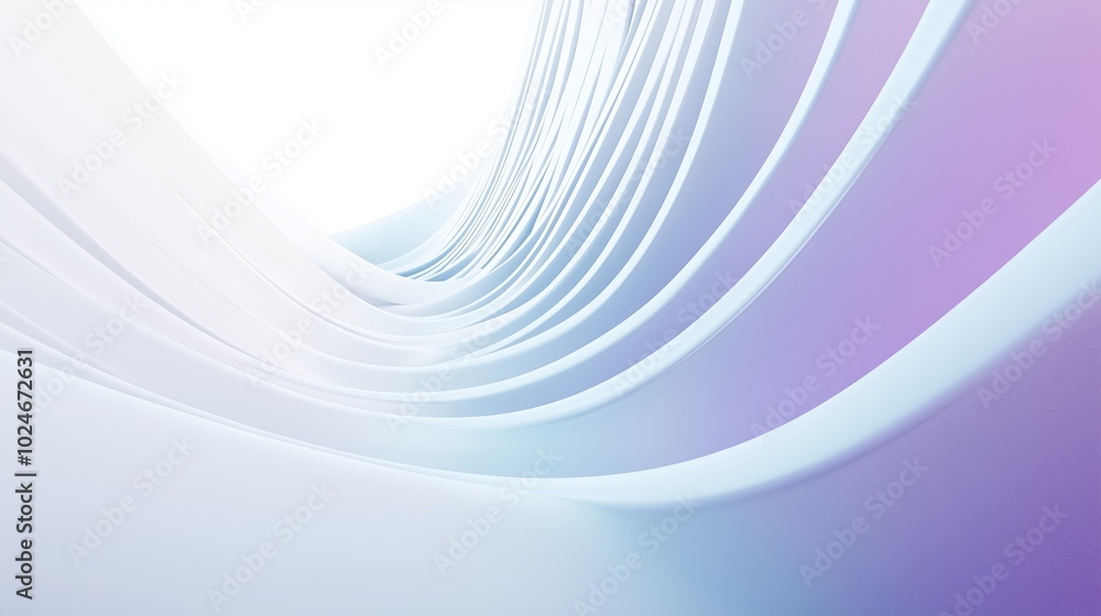 Poster abstract curves in soft pastel colors create a tranquil wave-like pattern, highlighting light and sh