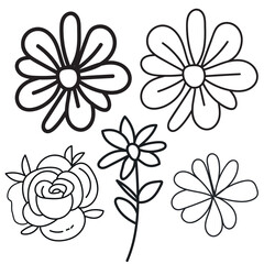 Adobe IllustrVector black flowers bouquet,  Outline image, Botanical thin lines flower, Minimalist contour drawing of flower. Abstract drawing of flower botany.ator Artwork