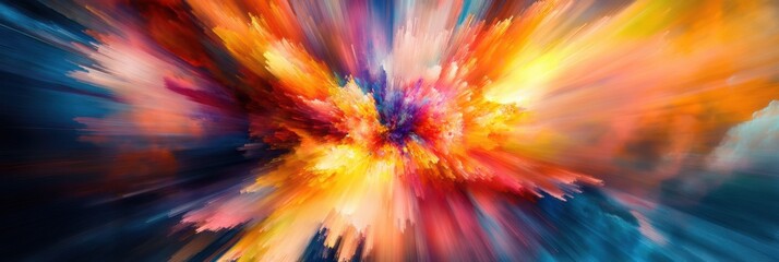 Vibrant Particle Explosion, a dynamic display of colorful particles radiating outward from a central source, creating a mesmerizing visual spectacle