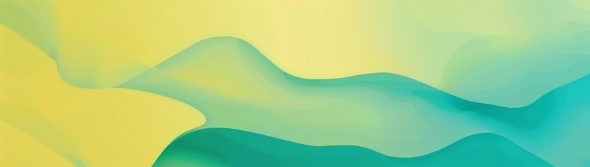 Obraz premium Green gradient background with light blue and yellow colors, minimalistic design, flat geometric shapes, simple lines, minimalism, vector illustration, clean and modern look