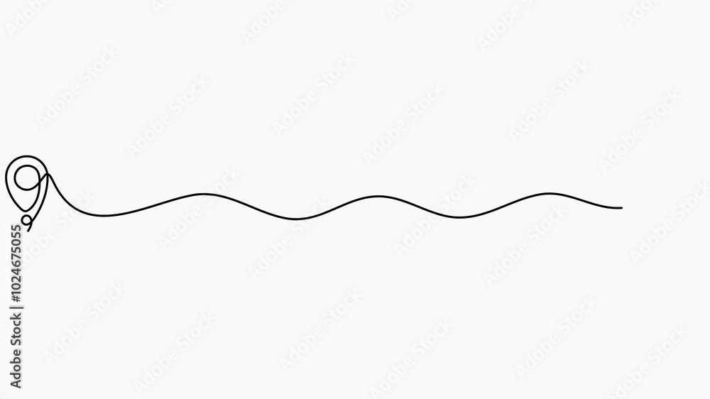 Poster location pointer continuous one line drawing animation. gps navigation line route mark animated vide