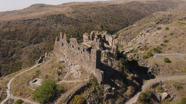 Aerial view of Amberd fortress in Armenia