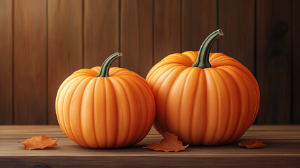 hanksgiving Day with Autumn Pumpkins Arranged on Rustic Wooden Background