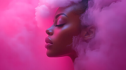 Woman with smoke entwined in her hair