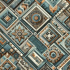 South Africa: Shweshwe: A printed cotton fabric with a distinctive geometric pattern, often used in traditional clothing. illustration.	