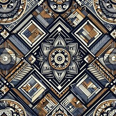 South Africa: Shweshwe: A printed cotton fabric with a distinctive geometric pattern, often used in traditional clothing. illustration.	