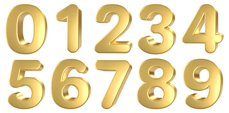 set of 3d golden numbers