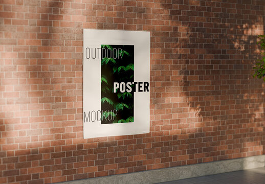 Outdoor Poster Mockup with Natural Shadows