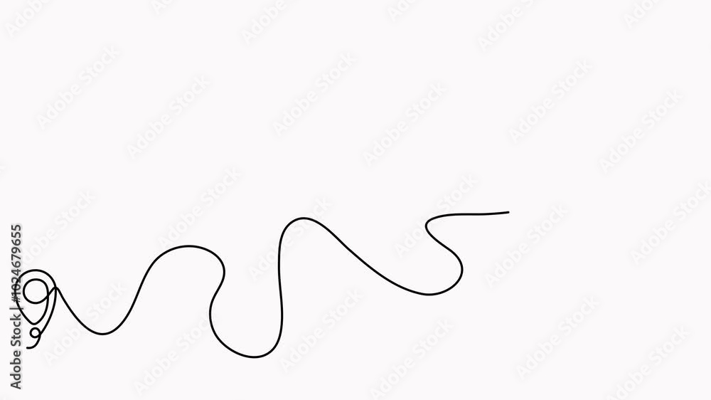 Poster airplane flying with start point animation. airplane continuous line drawing with map pin pointer an