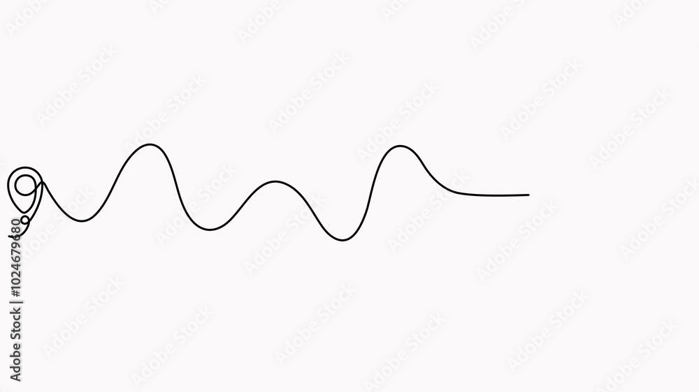 Poster airplane flying with start point animation. airplane continuous line drawing with map pin pointer an