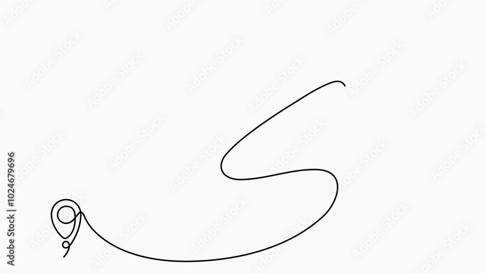 Poster airplane flying with start point animation. airplane continuous line drawing with map pin pointer an
