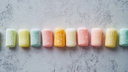 Soft candy on grey stone