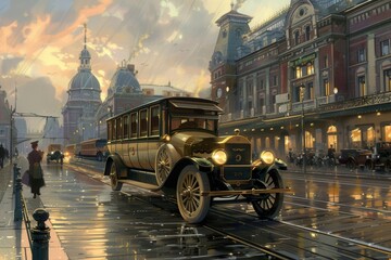 Vintage Transport Nostalgia. 1920s transportation theme concept