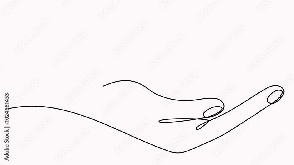 Poster hand holding house with heart shape continuous line drawing animation.