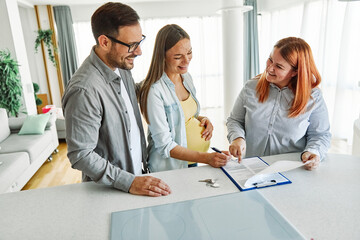 couple house property agent home real estate business buying investment apartment agreement deal...