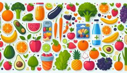 Colorful Fruits and Vegetables: A Vibrant Illustration of Healthy Eating