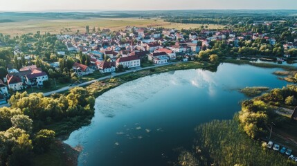 Fototapeta premium Bird's-eye view of Aizkraukle