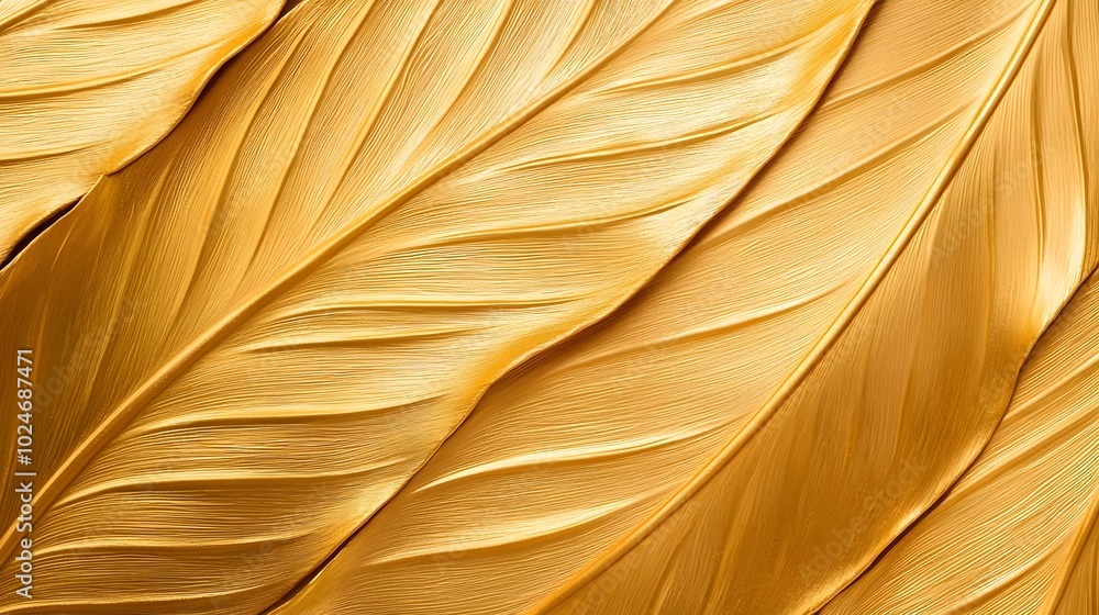 Poster shimmering golden leaf texture abstract backdrop with dramatic lighting and intricate patterns