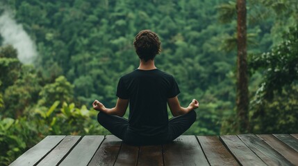 Fototapeta premium Serenity of Meditation in Lush Green Environment