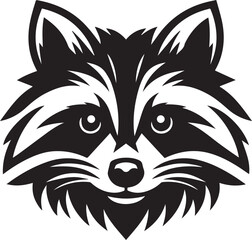 Raccoon head black silhouette vector