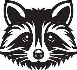 Raccoon head black silhouette vector
