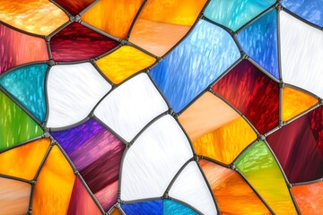 Fototapeta premium Vibrant Geometric Mosaic Pattern with Colorful Stained Glass Textural Design