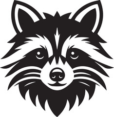 Raccoon head black silhouette vector