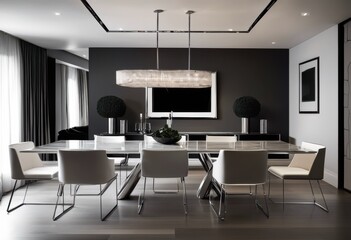 Fototapeta premium contemporary chrome furniture stylish minimalist space highlighting clean lines reflective surfaces, abstract, streamlined, sleek, decor, modern, interior