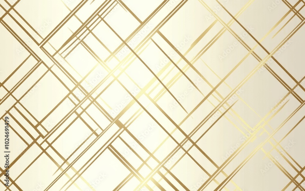Poster a stylish abstract pattern featuring intersecting golden lines on a light background.