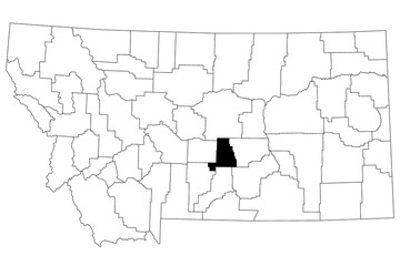 Map of golden valley County in Montana state on white background. single County map highlighted by black colour on Montana map. UNITED STATES, US