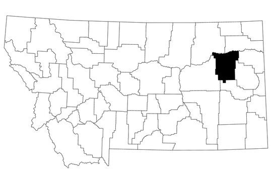 Map of MC cone County in Montana state on white background. single County map highlighted by black colour on Montana map. UNITED STATES, US