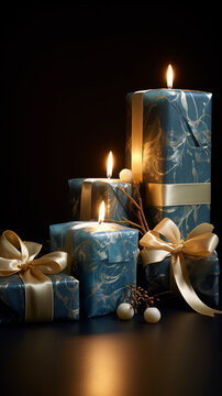 d&eacute;coration floral sur une table accompagn&eacute; de bougies et de cadeaux pour Noel ou anniversaire, bien &ecirc;tre d&eacute;tente