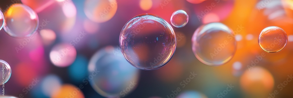 Aufkleber translucent colorful blobs, vibrant floating bubbles in a spectrum of hues, creating a mesmerizing v