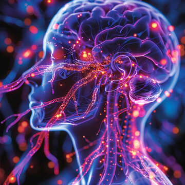 Visage &eacute;nerg&eacute;tique texture transparente effet de fractal et d&rsquo;espaces 