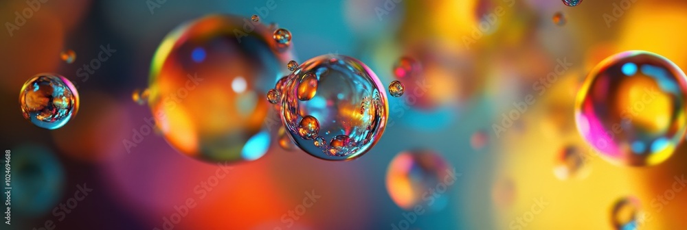 Aufkleber Translucent Colorful Bubbles, ethereal floating blobs of vibrant hues, creating a mesmerizing and dynamic visual experience.