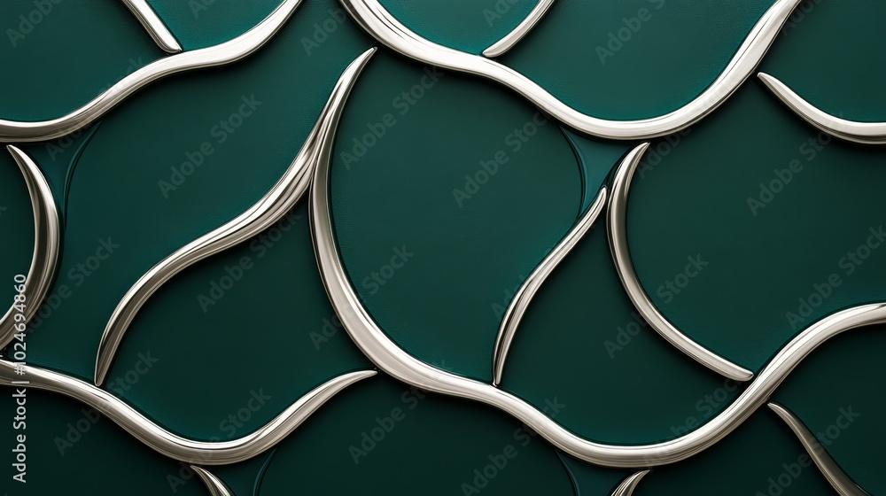 Poster abstract design featuring flowing lines on a textured teal background.