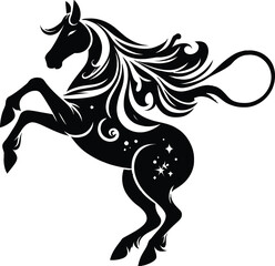 black and white horse shilloutee 