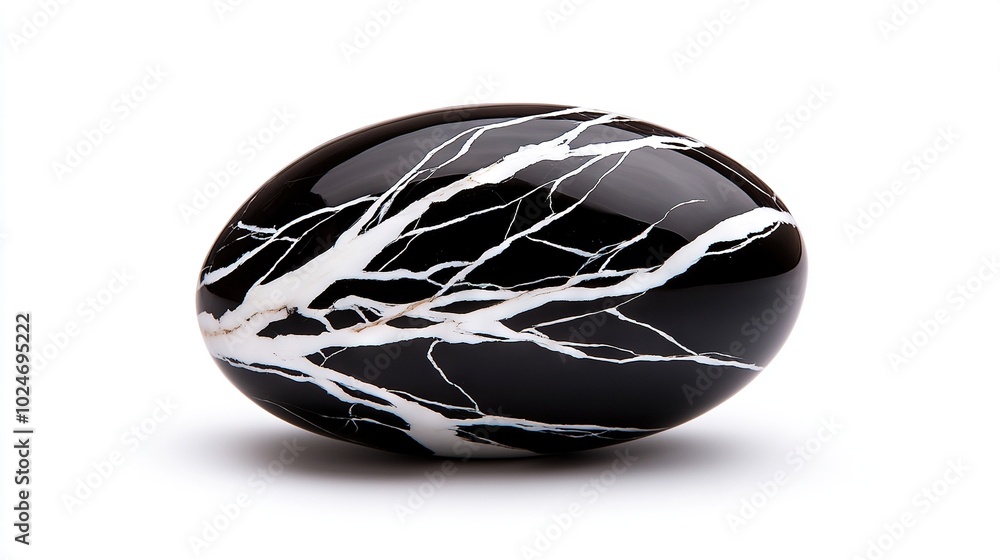 Poster a black and white marble close-up on a white background with a matching pattern
