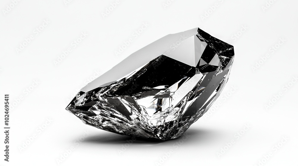 Poster a monochrome image of a diamond set against a white backdrop and mirrored on its surface